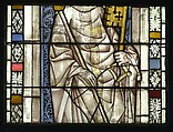 Saint Servatius Crushing a Dragon, with Saint Michael Weighing Souls below (from a series with The Virgin Mary and Five Standing Saints), Pot-metal glass, white glass, vitreous paint, silver stain, German