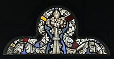 The Virgin in a Blue Robe Decorated with Images of Wheat, with the Arms of the Bishop of Liège below (from a series with The Virgin Mary and Five Standing Saints), Pot-metal glass, white glass, vitreous paint, silver stain, German