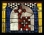 The Virgin in a Blue Robe Decorated with Images of Wheat, with the Arms of the Bishop of Liège below (from a series with The Virgin Mary and Five Standing Saints), Pot-metal glass, white glass, vitreous paint, silver stain, German
