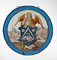 Angel Supporting a Heraldic Shield, Glass, vitreous paint, sanguine, enamel, and silver stain, South Netherlandish