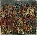 The Hunters Return to the Castle (from the Unicorn Tapestries), Wool warp with wool, silk, silver, and gilt wefts, French (cartoon)/South Netherlandish (woven)