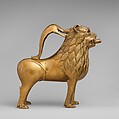 Aquamanile in the Form of a Lion, Copper alloy with inlaid glass, North German