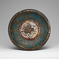 Gemellion (Hand Basin) with a Knight on Horseback, Copper, wrought and gilt, and champlevé enamel: medium blue, red and white, French