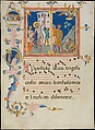 Manuscript Leaf with the Martyrdom of Saint Bartholomew, from a Laudario, Pacino di Bonaguida (Italian, active Florence 1302–ca. 1340), Tempera, gold, and ink on parchment, Italian
