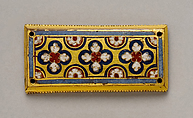 Plaque from a Reliquary, Workshop of the Master of the Virgin Mary's Reliquary Casket (German, Aachen), Champlevé and cloisonné enamel, copper-gilt, German
