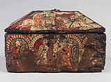 Coffret with the Legend of Guilhem, count of Toulouse, Walnut, painted, iron mounts, South French