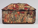 Coffret with the Legend of Guilhem, count of Toulouse, Walnut, painted, iron mounts, South French