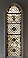 Grisaille Panels with Stylized Periwinkle Flowers, Pot-metal glass, colorless glass, silver stain, and vitreous paint, French