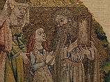 The Hermit Adrian Shows St. Catherine an Image of Christ and Baptizes Her, Silk and metal thread on linen, South Netherlandish