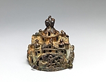 Cover of a Censer, Godefridus, Copper alloy, cast, engraved, chased, punched, and gilded, South Netherlandish