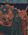 Textile Fragment with Unicorn, Deer, Centaur and Lion, Wool intarsia and applique with gilt leather and linen embroidery, Scandinavian