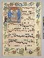 Bifolium with Christ in Majesty in an Initial A, from an Antiphonary, Tempera, gold, and ink on parchment, Bohemian