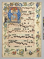 Bifolium with Christ in Majesty in an Initial A, from an Antiphonary, Tempera, gold, and ink on parchment, Bohemian