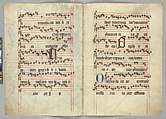Bifolium with Christ in Majesty in an Initial A, from an Antiphonary, Tempera, gold, and ink on parchment, Bohemian