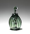 Pilgrim Flask with the Corpus Christi, Free-blown glass with applied decoration, German