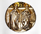 Roundel with Saints Barbara and Catherine, Colorless glass, vitreous paint, and silver stain, German
