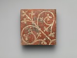 Tile with Foliate Motif, Glazed earthenware, British