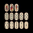 3 of Tethers, from The Cloisters Playing Cards, Paper (four layers of pasteboard) with pen and ink, opaque paint, glazes, and applied silver and gold, South Netherlandish