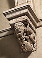 Corbel with a Pair of Beard-Pulling Acrobats, Limestone, French