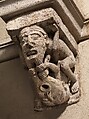 Corbel with a Pair of Beard-Pulling Acrobats, Limestone, French