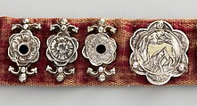 Belt, Silver, with traces of gilding and enamel; modern textile support, North Italian