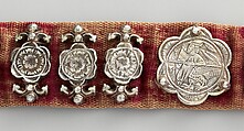 Belt, Silver, with traces of gilding and enamel; modern textile support, North Italian