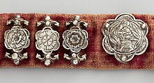Belt, Silver, with traces of gilding and enamel; modern textile support, North Italian