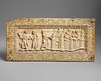 Plaque with Scenes at Emmaus, Elephant ivory, Carolingian