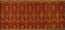 Hanging with a Simulated Silk Textile Pattern, Linen warp; wool and bast fiber wefts, German