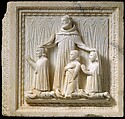 Presentation Scene with Saint Peter Martyr and Three Donors, Giovanni di Balduccio (Italian, active 1318–49), Marble, Italian