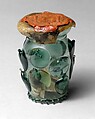 Reliquary Beaker (Krautstrunk), Free-blown glass with applied decoration; wax, silk, linen, ink on vellum, and possible human remains, German