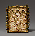 Pax with the Crucifixion, Elephant ivory and copper gilt, South German