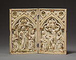 Diptych with the Virgin and Child and the Crucifixion, Ivory with metal mounts, German