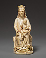 Enthroned Virgin and Child, Ivory, traces of paint, Spanish