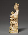Enthroned Virgin and Child, Elephant ivory, traces of paint, Spanish