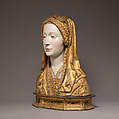 Reliquary Bust of a Female Saint, Oak, painted and gilded, and human remains, South Netherlandish