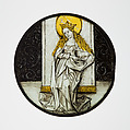 Roundel with Saint Agnes, Colorless glass, vitreous paint and silver stain, German