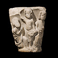 Double Capital Fragment with the Stoning of St. Stephen, Marble, French