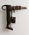 Door knocker in the shape of a small dog or puppy, Wrought iron, Spanish