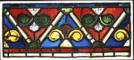 Section of a Border with Zigzag Pattern, Pot metal and colorless glass, vitreous paint, and silver stain, French