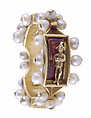 Renaissance Enamel Ring, Gold, pearls, ronde-bosse, and red enamel, Franco-Netherlandish