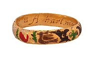 Posy Ring “A Hart More King You Cannot Find”, Gold with enamel, British
