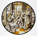 Roundel with Christ and the Adulterous Woman, Pseudo-Ortkens  South Netherlandish, Colorless glass, vitreous paint and silver stain, South Netherlandish