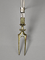 Sweetmeat Fork, Silver, partially engraved, silver-gilt, and rock crystal, German