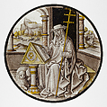 Roundel with Saint Jerome in his Study, Pseudo-Ortkens  South Netherlandish, Colorless glass, vitreous paint and silver stain, South Netherlandish