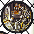 Roundel with Martyrdom of Saint Jacobus Intercisus, Colorless glass, vitreous paint and silver stain, North Netherlandish or South Netherlandish