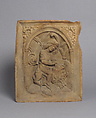 Oven Tile with Samson and the Lion (Based on an Engraving by Master E.S.), Unglazed Earthenware (terra cotta), Austrian