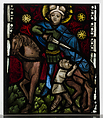 Saint Martin on Horseback Dividing His Cloak, Pot-metal and colorless glass with vitreous paint, Austrian