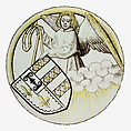 Roundel with Angel Supporting a Heraldic Shield, Colorless glass, silver stain, vitreous paint, South Netherlandish