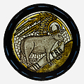 Roundel with Winged Ox, Colorless glass, silver stain, vitreous paint, British